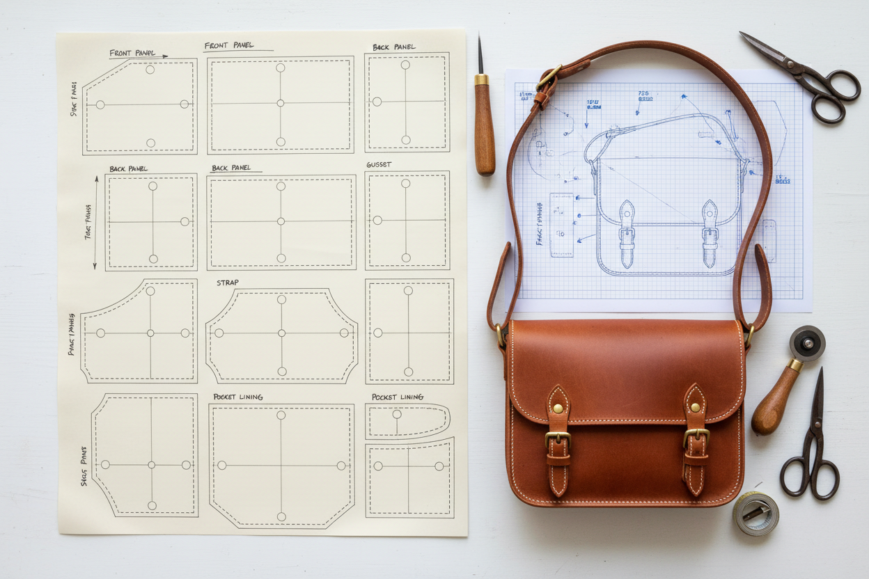 An exquisite leather document bag with an elegant pattern